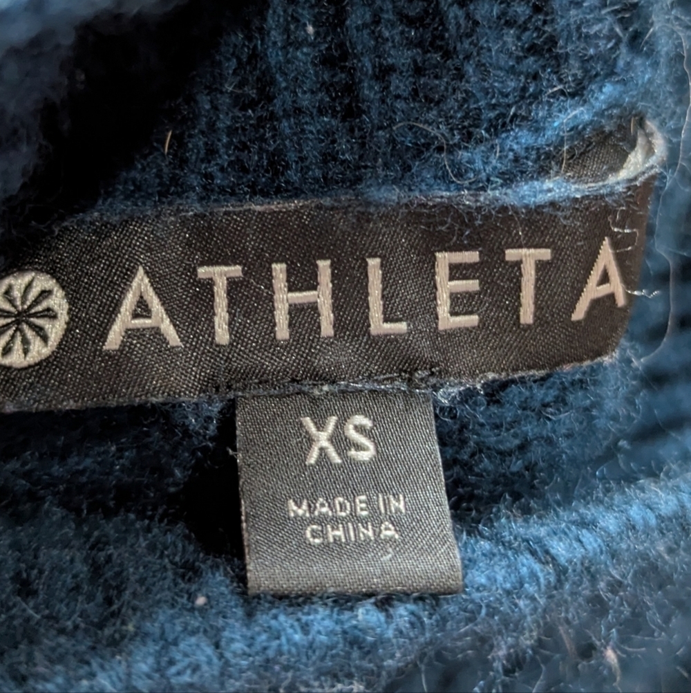 Athleta Blue Mock Neck Turtle Neck Wool Cashmere Sweater XS - Picture 6 of 8